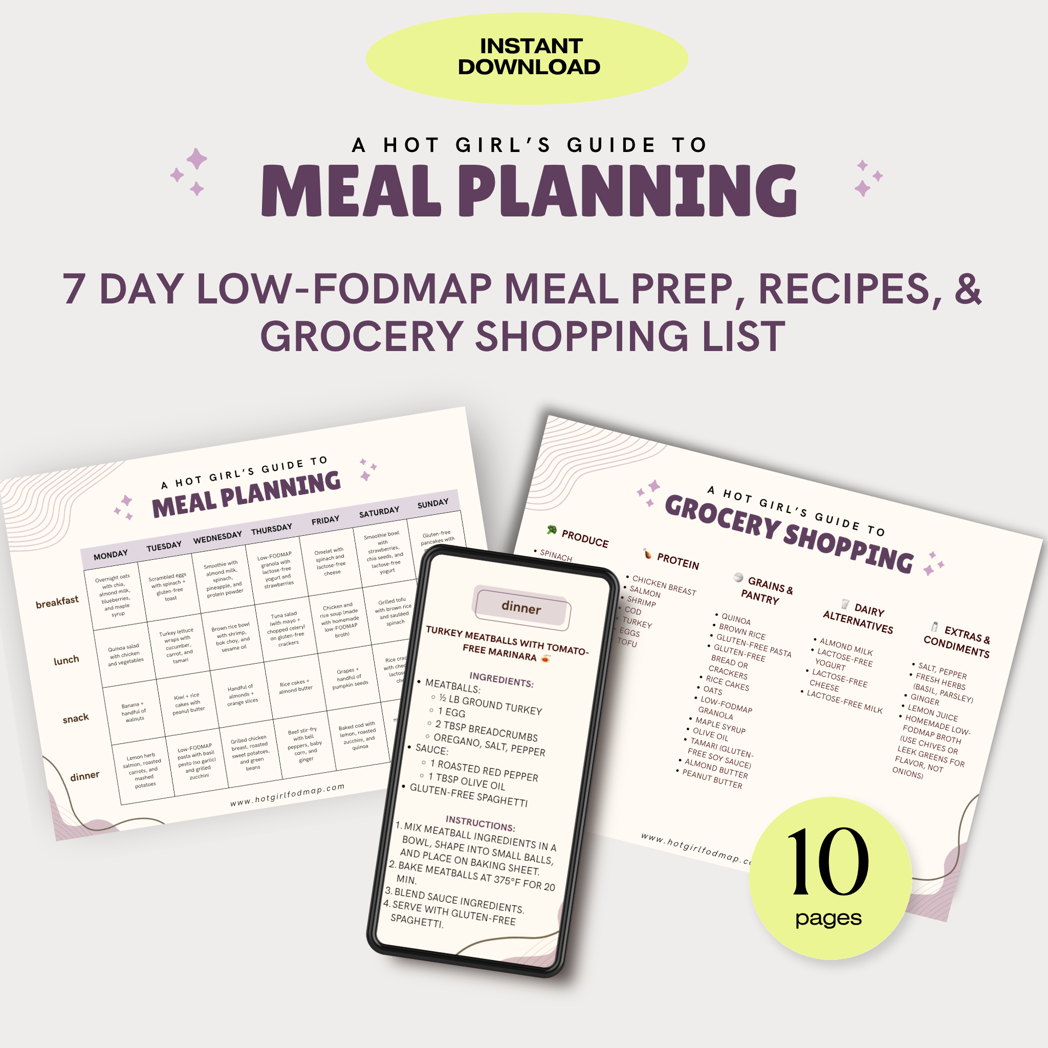 7 Day Low-FODMAP Meal Plan + Grocery List